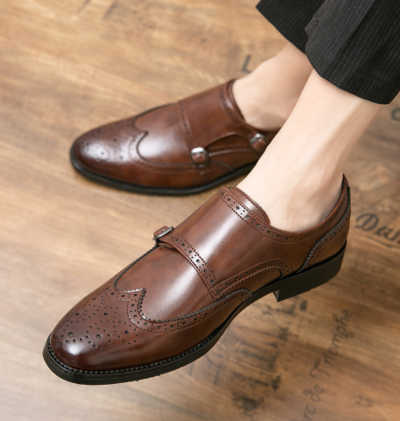 Men's Italian Oxford Dress Shoes – Brogue Detail, Black & Brown, EU 38–48