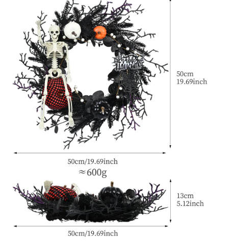 Black, Orange & Purple Halloween Wreath