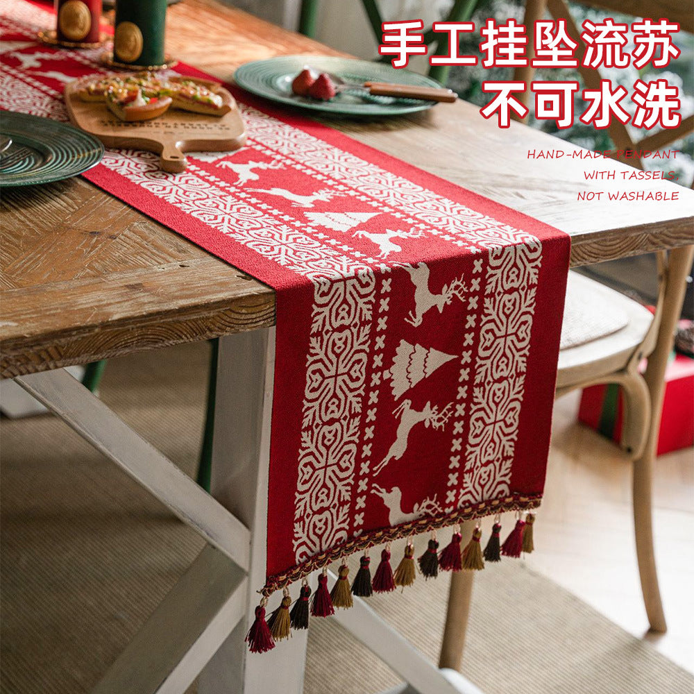 Christmas Table Runner with Tassels