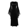 Long Sleeve Spider Web Stitch Dress | Halloween Gothic Costume
