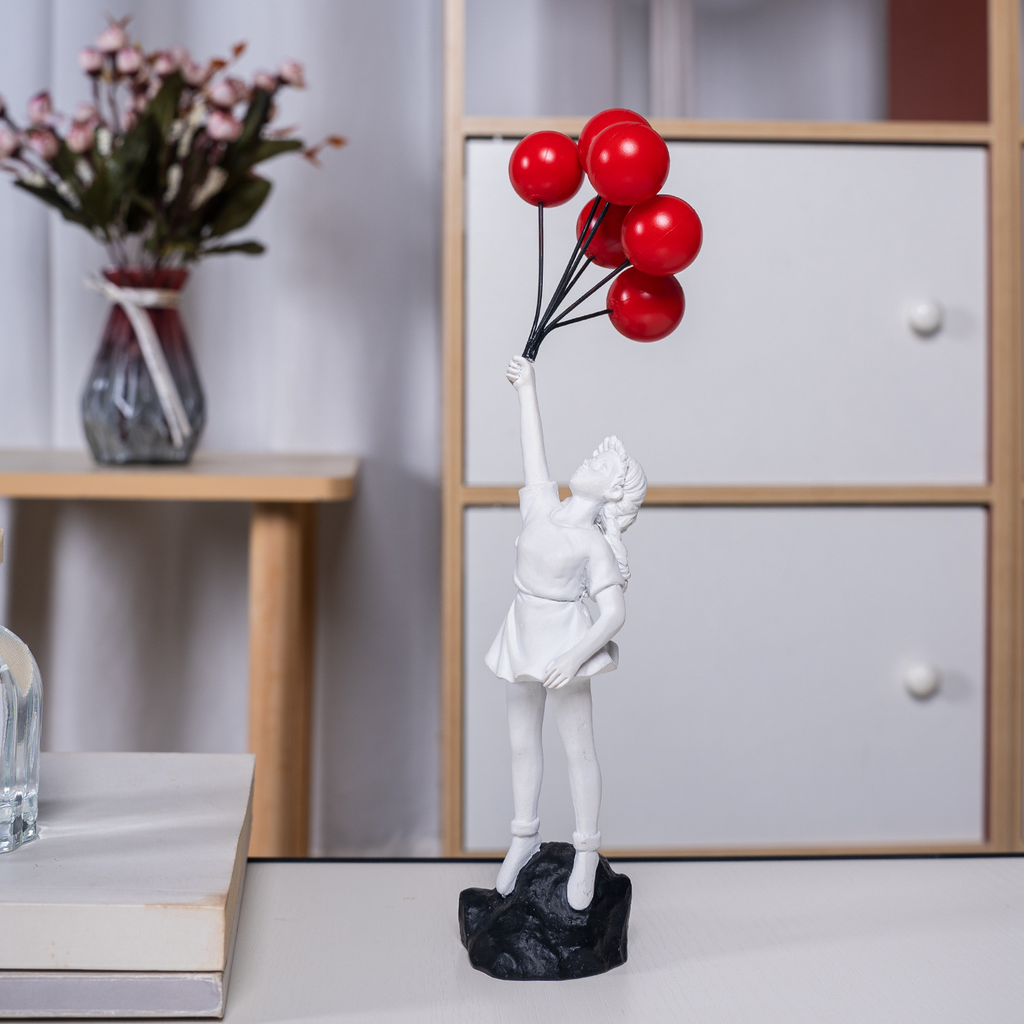 Balloon Girl Resin Sculpture – Street Art Home & Office Decor