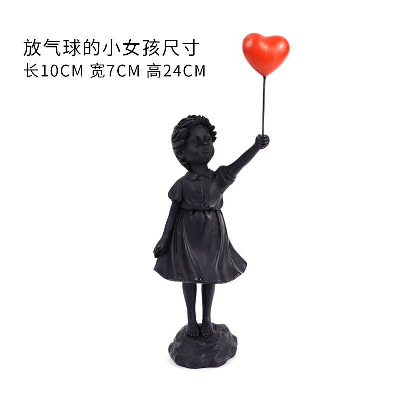 Balloon Girl Resin Sculpture – Street Art Home & Office Decor
