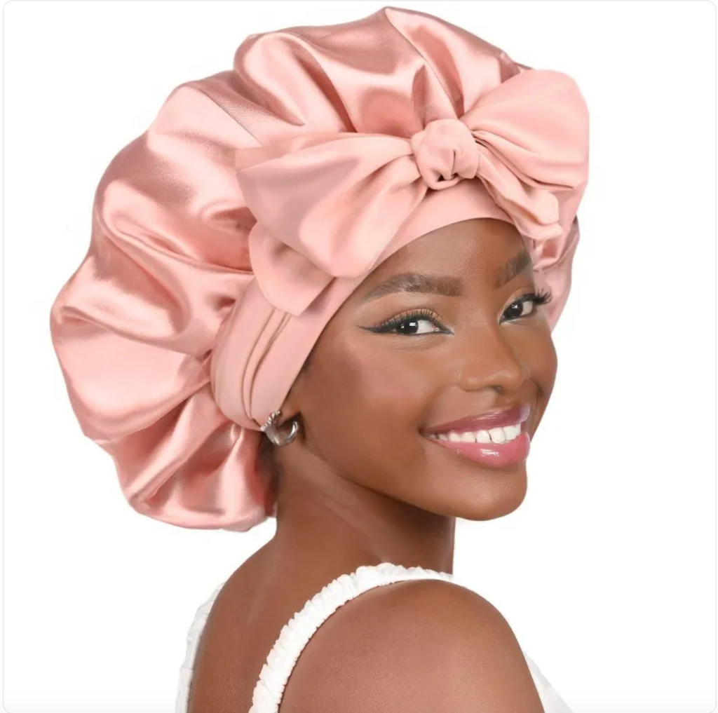 Double-Layer Bow Wide-Brimmed Hair Care Hat – Shower Cap & Hair Wrap for Women