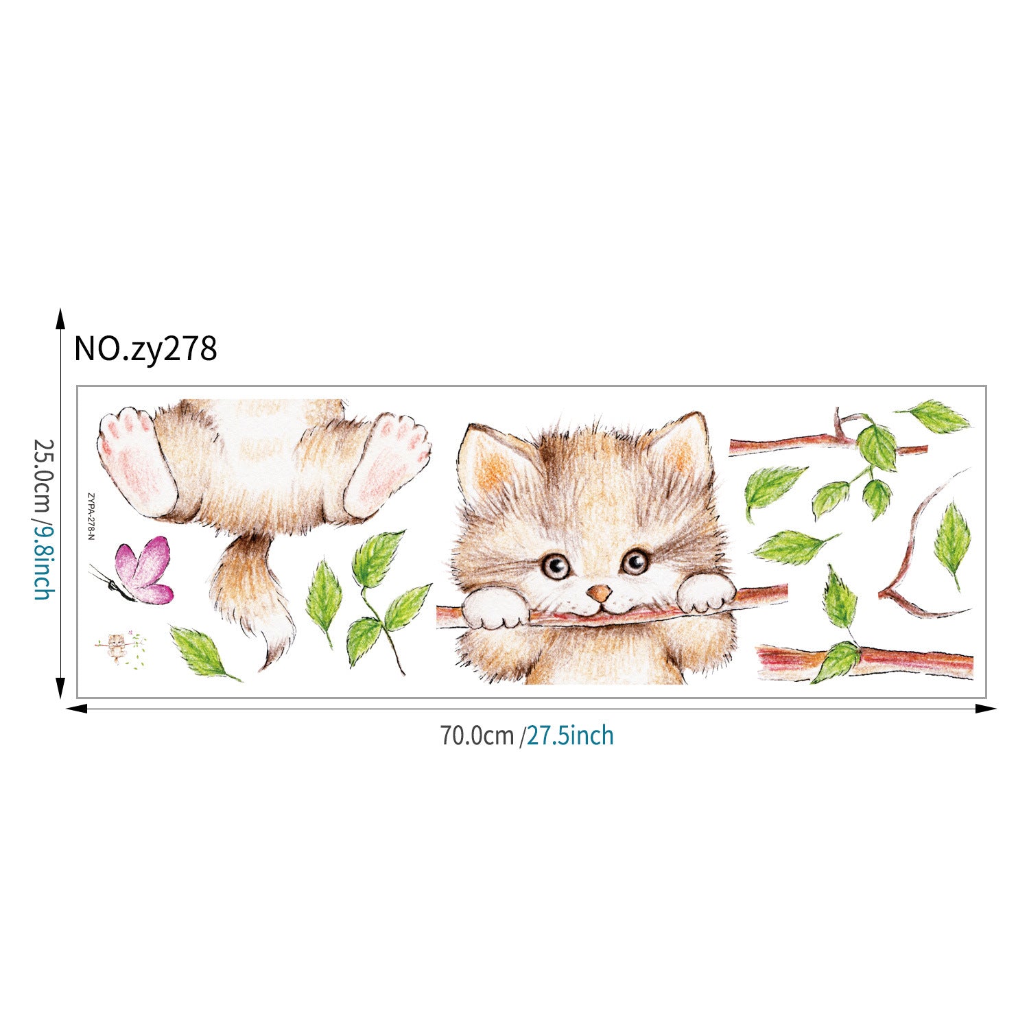 Süße Katzen-Schmetterlings-Wandaufkleber für Kinderzimmerdekoration