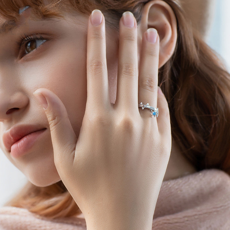Adjustable Floral Silver Ring