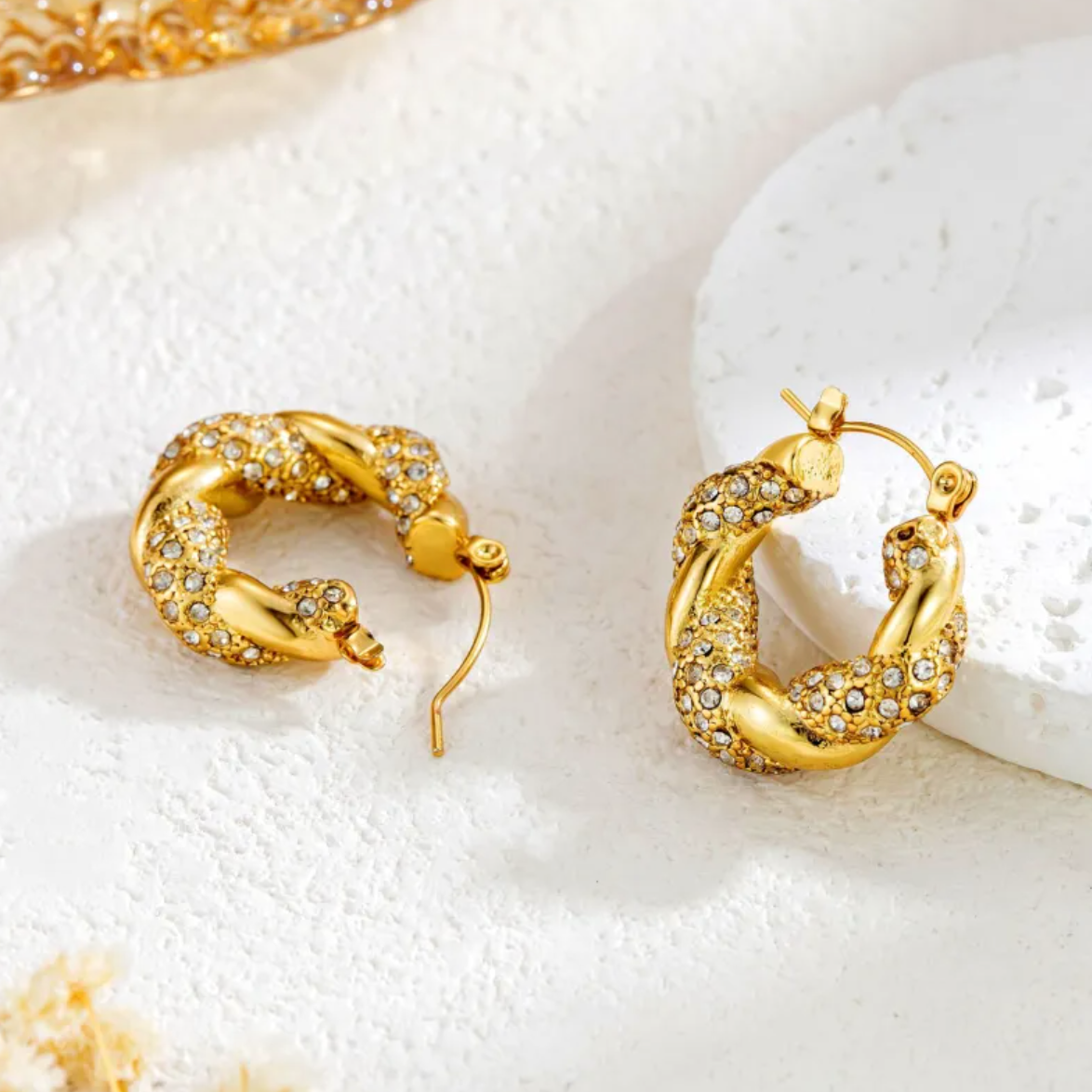 Gold Twist U-Shaped Earrings for Women