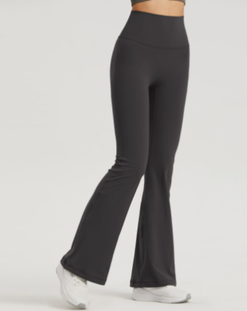 Gerippte High Waist Yoga-Hose mit Schlag für Damen