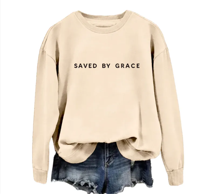 Graceful Faith Pullover Sweatshirt – Women's CVC Cotton Hoodie in 15 Colours