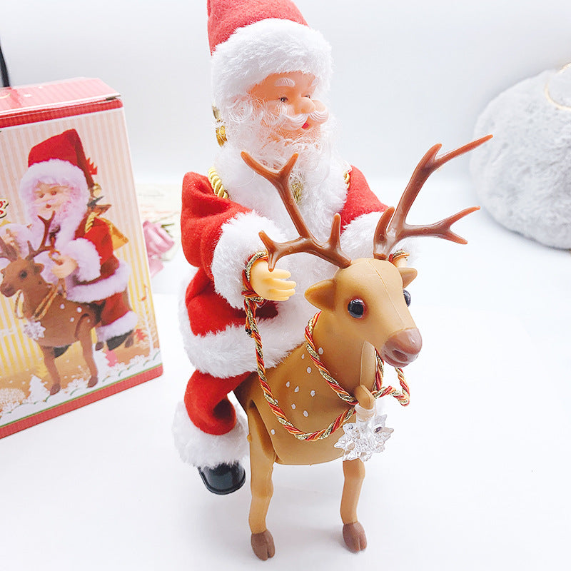 Electric Santa Riding Reindeer Figure – Christmas Decoration