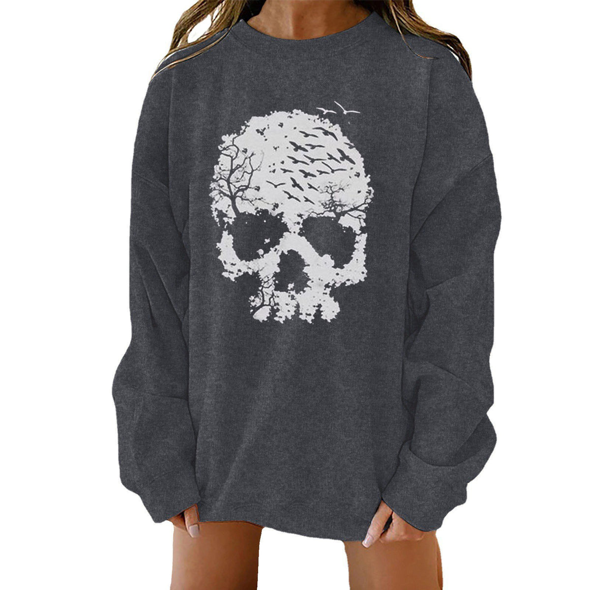Halloween Print Loose-Fit Long-Sleeve Sweater