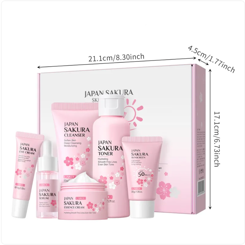 Kirschblüte 6-teiliges Hautpflegeset – Komplette Aufhellungsroutine