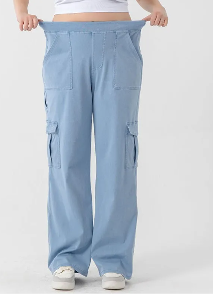 Damen-Sport-Hose mit hoher Taille und doppelter Tasche