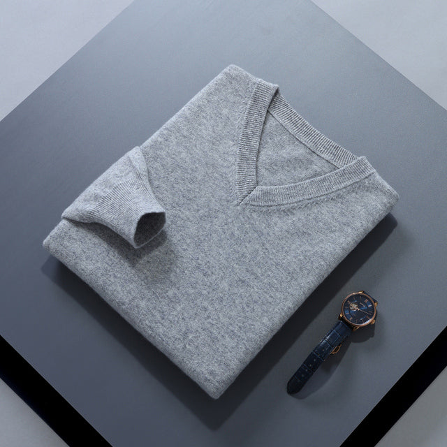 Men's Cashmere-Blend V-Neck Sweater