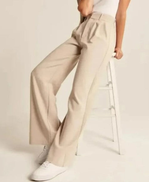 Damen High Waist Wide Leg Freizeithose