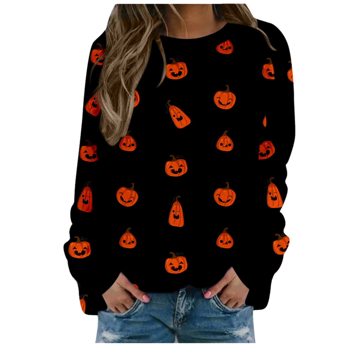 Women's Halloween Print Long-Sleeve Sweater