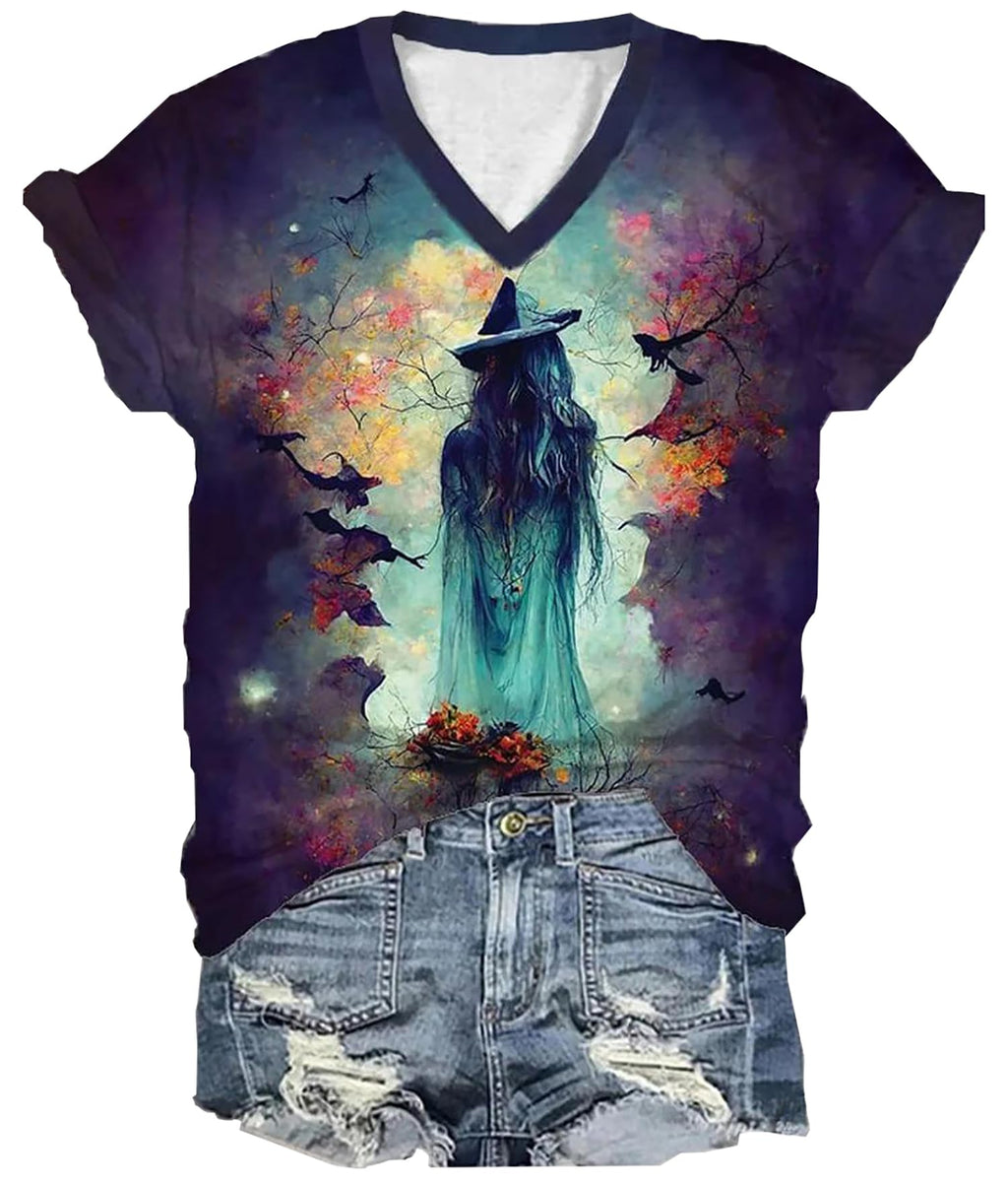 Women's Witches Full Moon Halloween T-Shirt