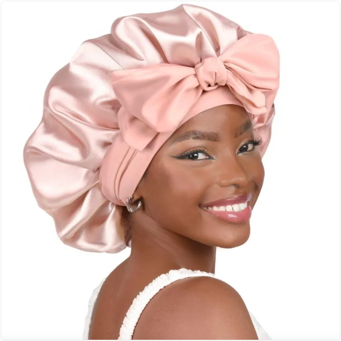 Double-Layer Bow Wide-Brimmed Hair Care Hat – Shower Cap & Hair Wrap for Women
