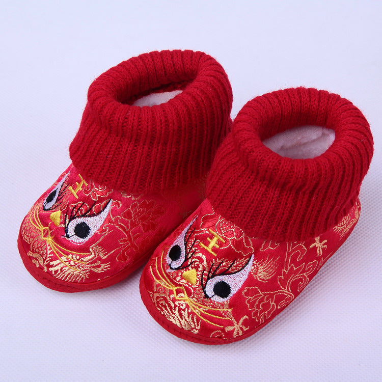 Baby Tiger & Drachen Winterschuhe – Rutschfeste Kleinkinderschuhe aus Baumwolle