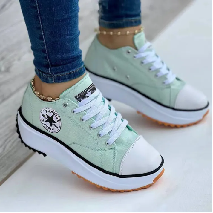 Atmungsaktive High-Top Segeltuchschuhe für Damen – T-Riemen Spitze Zehenpartie Freizeitsneaker