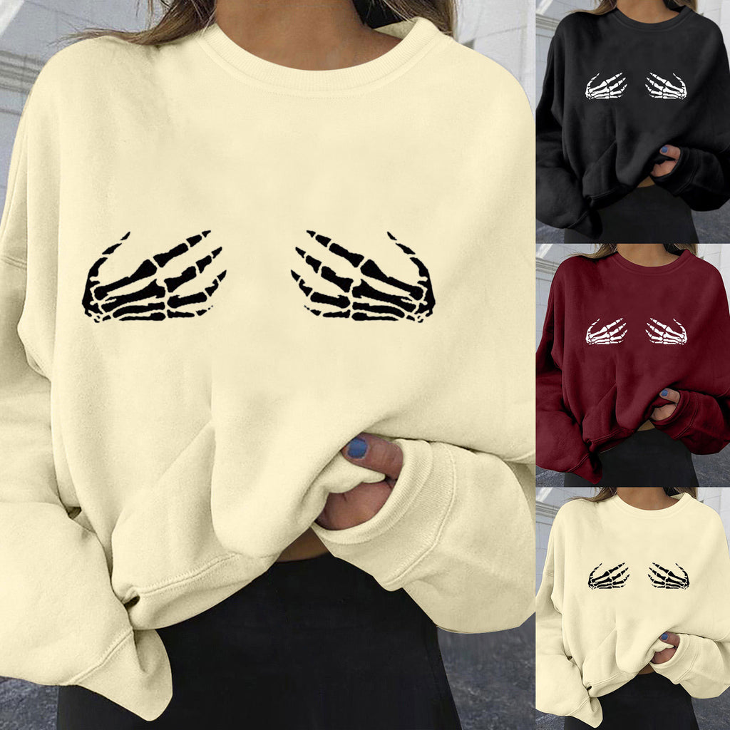 Women's Oversized Halloween Print Sweatshirt