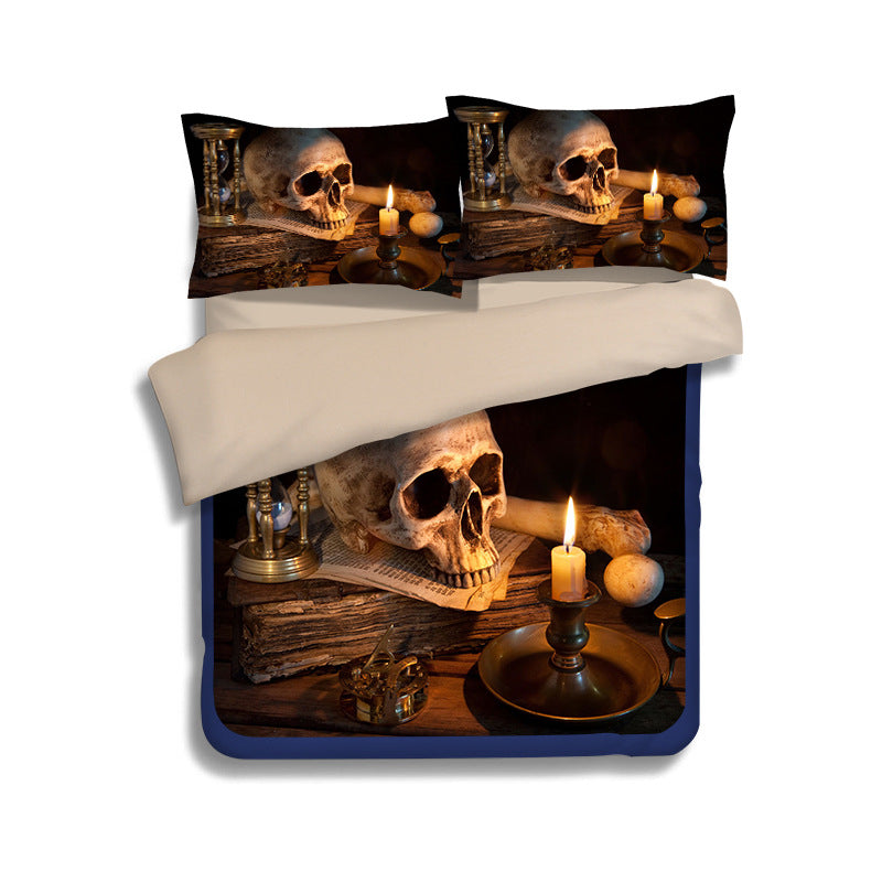 Rehai 3D Skull 4-Piece Bedding Set