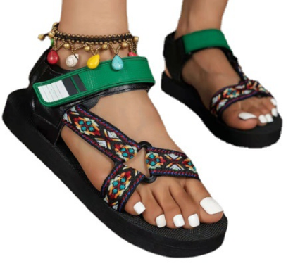 Color-Blocking Velcro Women's Platform Sandals