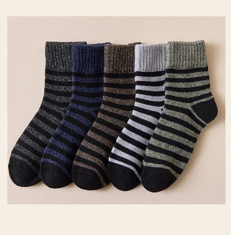 Men's Thick Striped Winter Socks – 5 Pairs