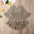 Girls' Elegant Cotton Shirt – Loose Fit Kids Top in Brown & Pink | 80–120cm