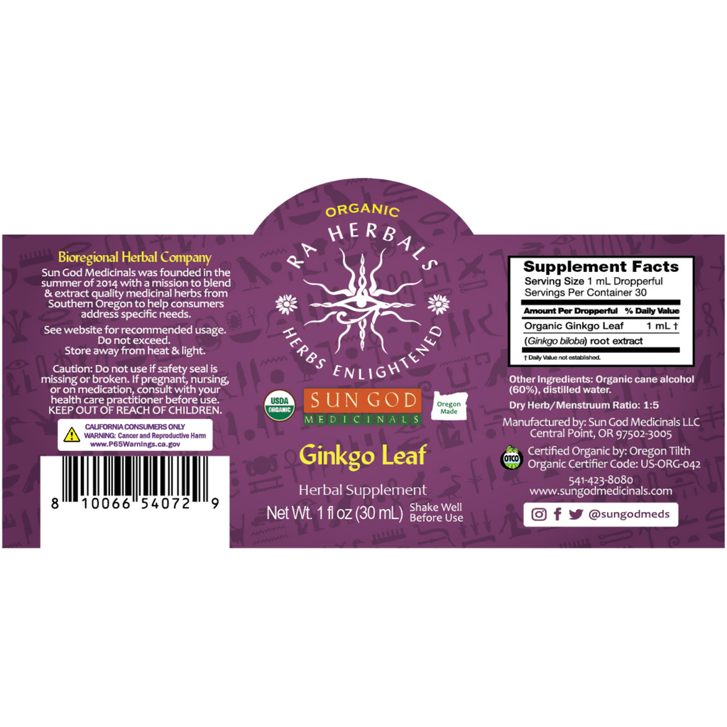 Ra Herbals Certified Organic Ginkgo Leaf Tincture