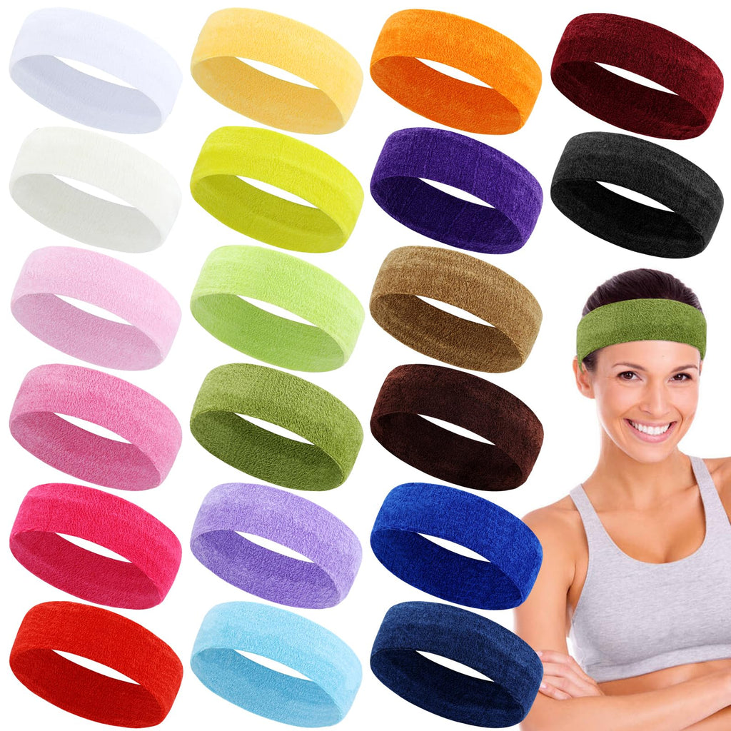 Lawie 20-Pack Candy Colours Terry Cloth Fuzzy Hair Bands – Spa Headbands & Headwraps for Women & Girls