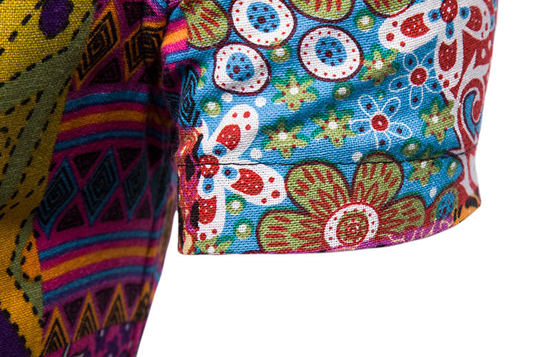 Men's Casual Floral Short Sleeve Shirt