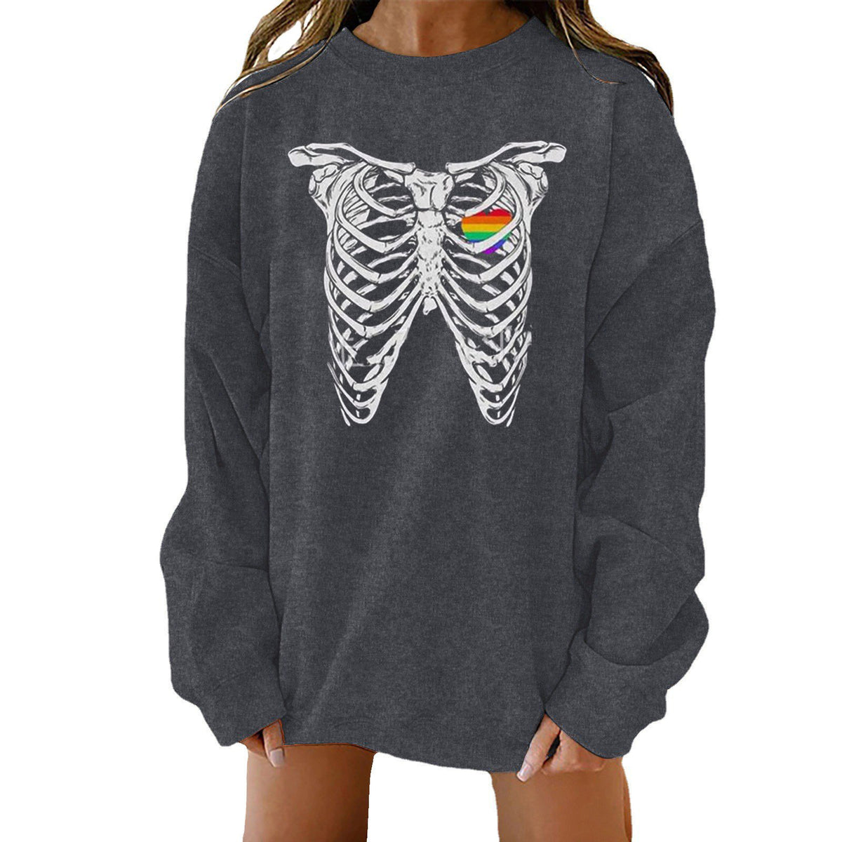 Halloween Print Loose-Fit Long-Sleeve Sweater