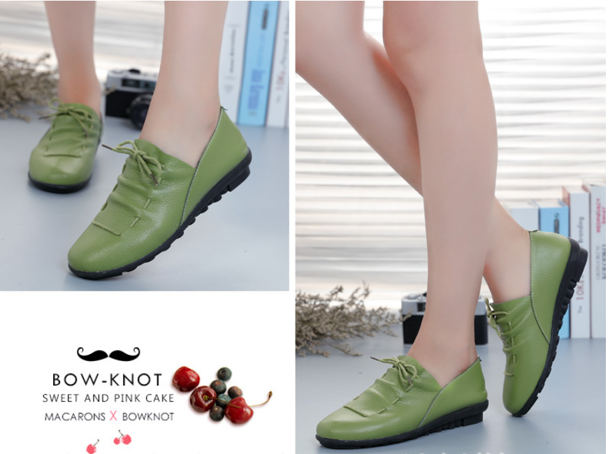 Damen Herbst Freizeit Lederschuhe – Flache Schuhe mit weicher Sohle für jeden Tag