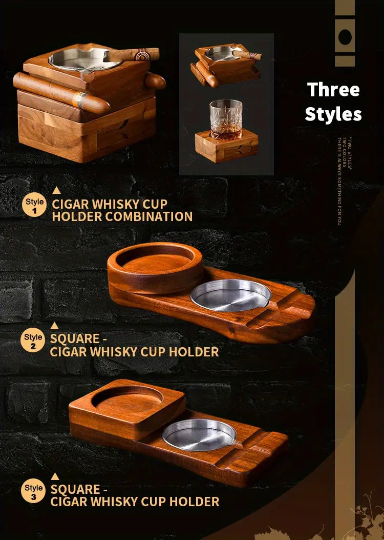 Wooden Cigar Ashtray & Coaster Options