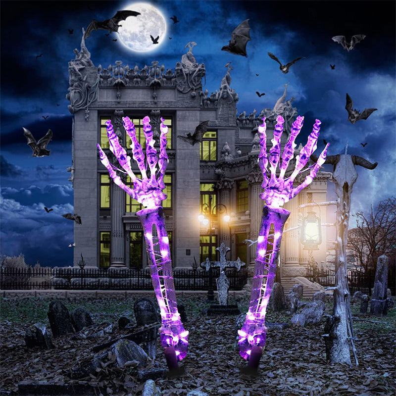 Halloween Skeleton Garden Decor – Glowing Skull & Hand Stakes