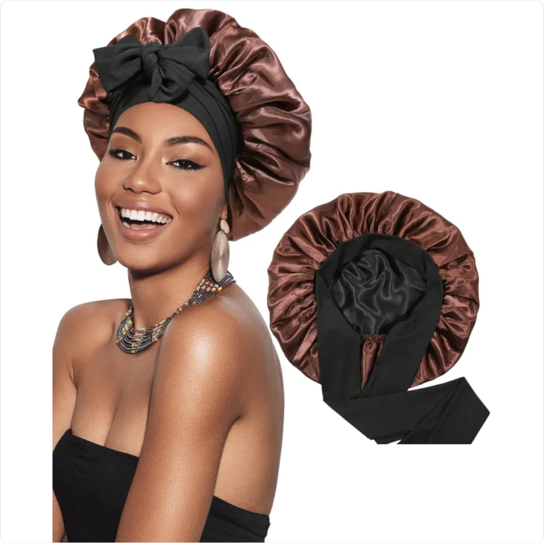 Double-Layer Bow Wide-Brimmed Hair Care Hat – Shower Cap & Hair Wrap for Women