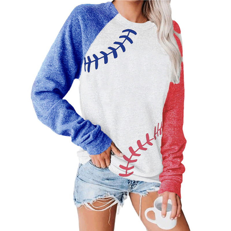 Color Block Printed Long-Sleeved Sweatshirt