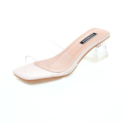 Transparent Thick Heel Sandals for Women