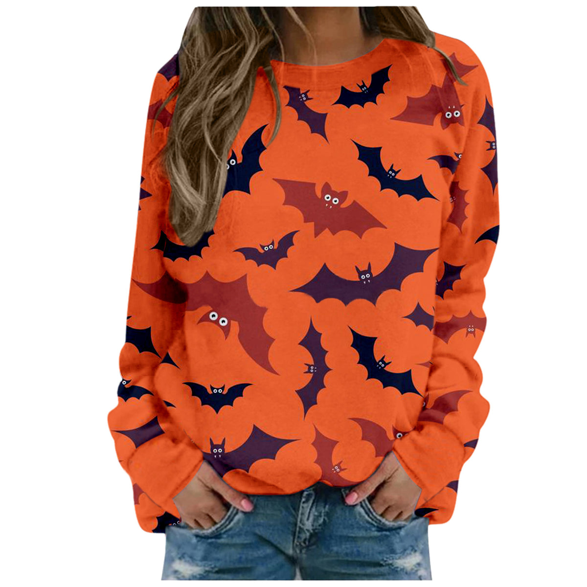Women's Halloween Print Long-Sleeve Sweater