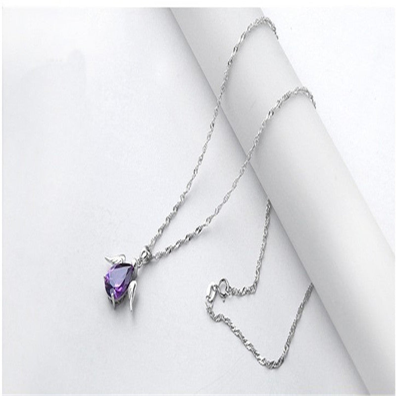 Purple Angel Heart Pendant
