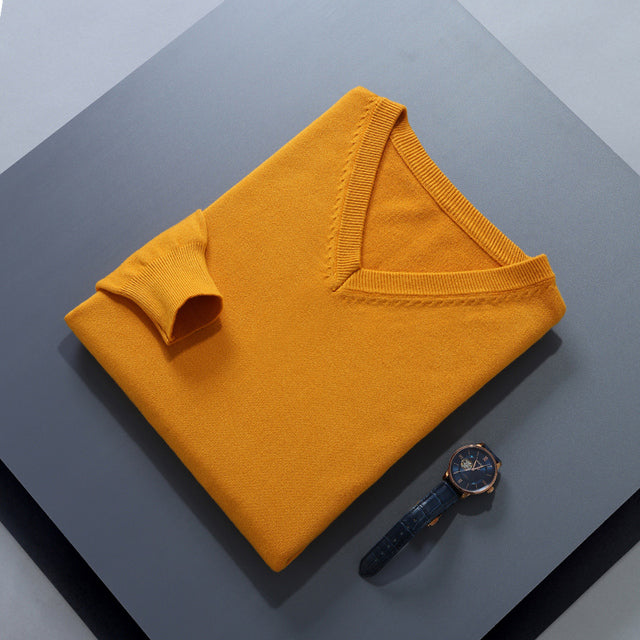 Men's Cashmere-Blend V-Neck Sweater