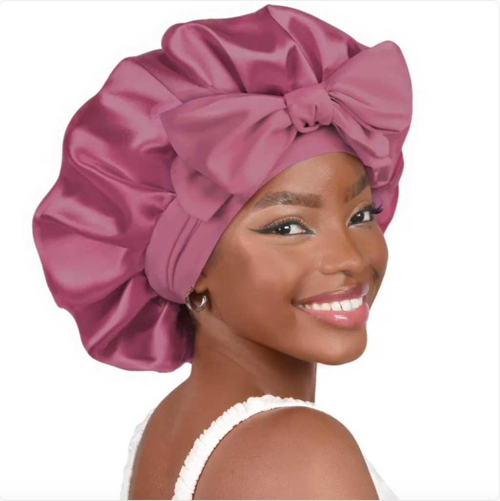 Double-Layer Bow Wide-Brimmed Hair Care Hat – Shower Cap & Hair Wrap for Women