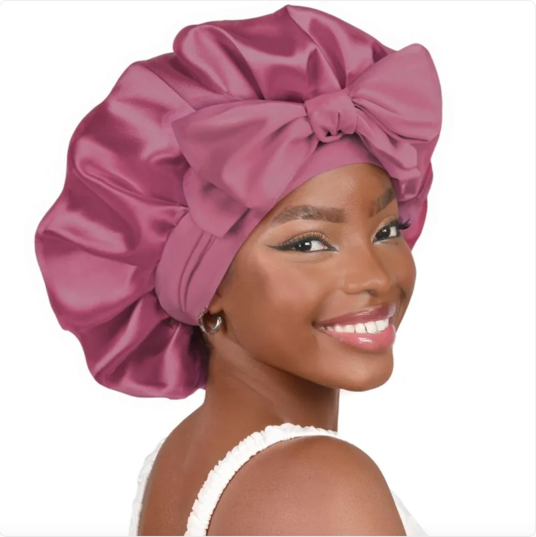 Double-Layer Bow Wide-Brimmed Hair Care Hat – Shower Cap & Hair Wrap for Women