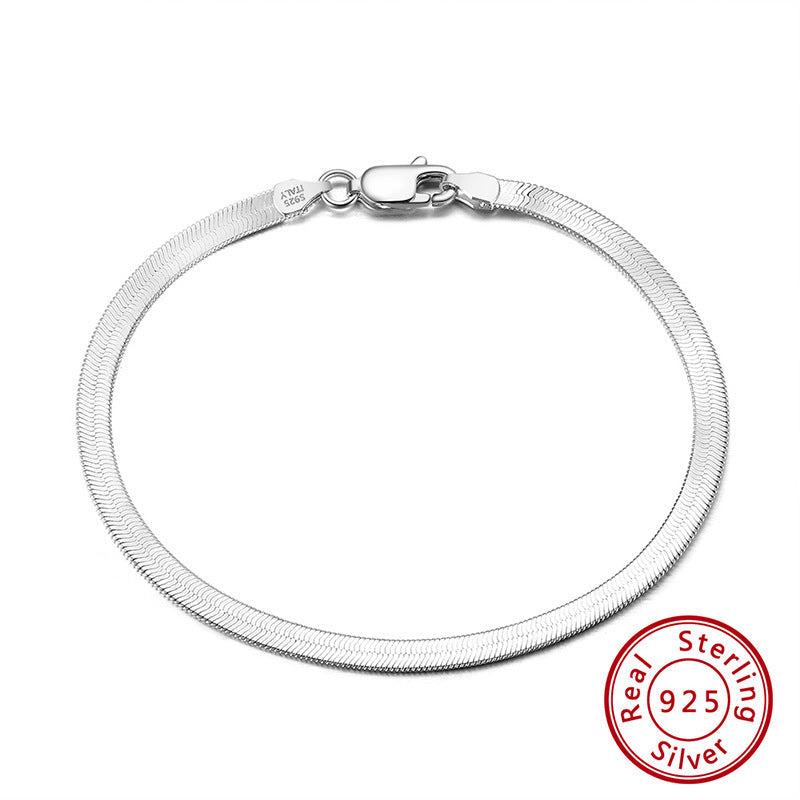 Sterling Silver Flat Snake Chain Bracelet