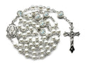 White Glass Pearl Rosary Necklace