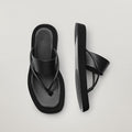 Flache römische Bogensandalen | Rutschfeste PU-Plattform | Beige & Schwarz