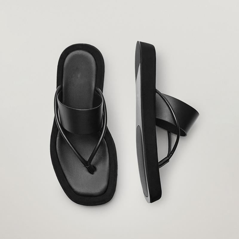Flache römische Bogensandalen | Rutschfeste PU-Plattform | Beige & Schwarz