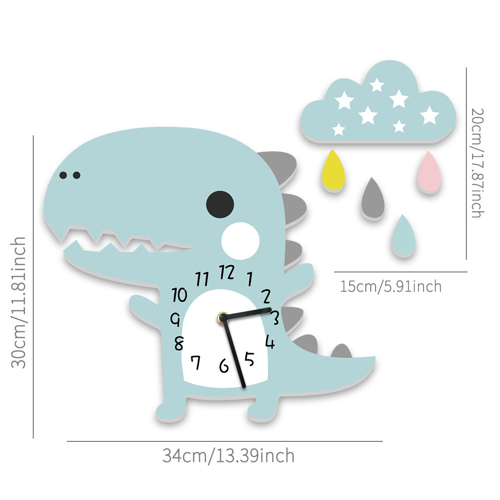Dinosaurier 3D Wanduhr für Kinderzimmer und Babyzimmer