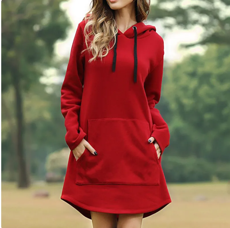 Robe pull à capuche pour femme avec poches – Intérieur molletonné, 6 couleurs | S–5XL
