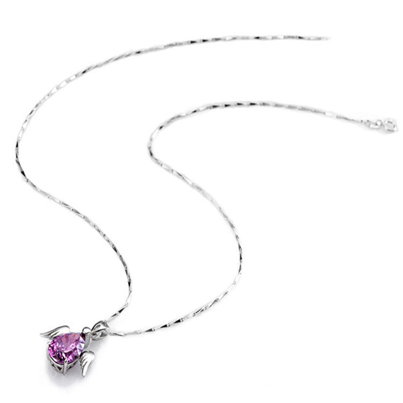Purple Angel Heart Pendant